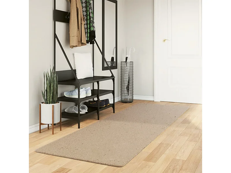 Tapis HUARTE à poils courts doux et lavable sable 80x250 cm