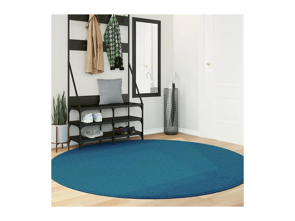 Tapis OVIEDO à poils courts turquoise Ø 200 cm