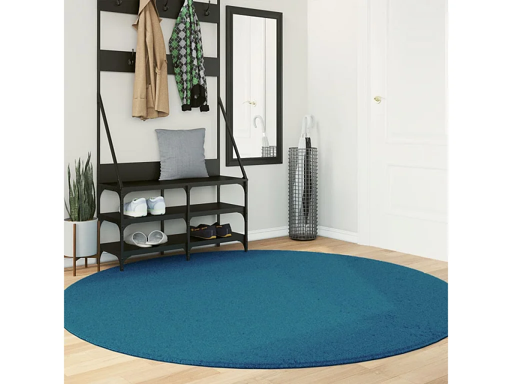 Tapis OVIEDO à poils courts turquoise Ø 200 cm