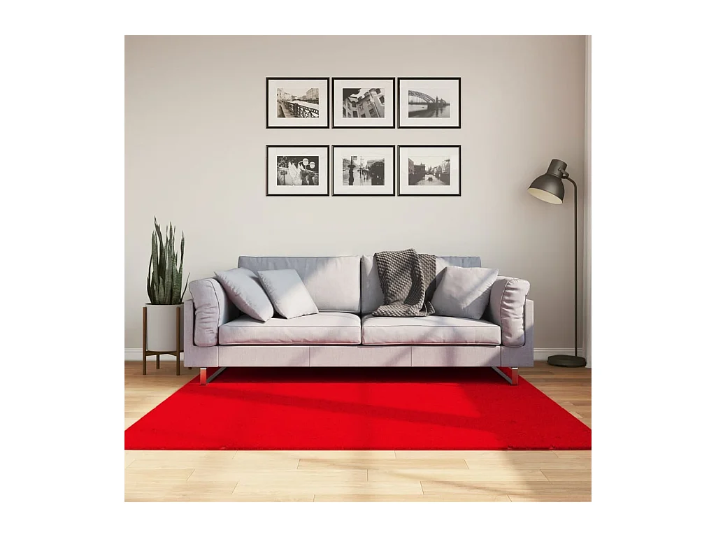 Alfombra HUARTE de pelo corto suave y lavable roja 160x160 cm