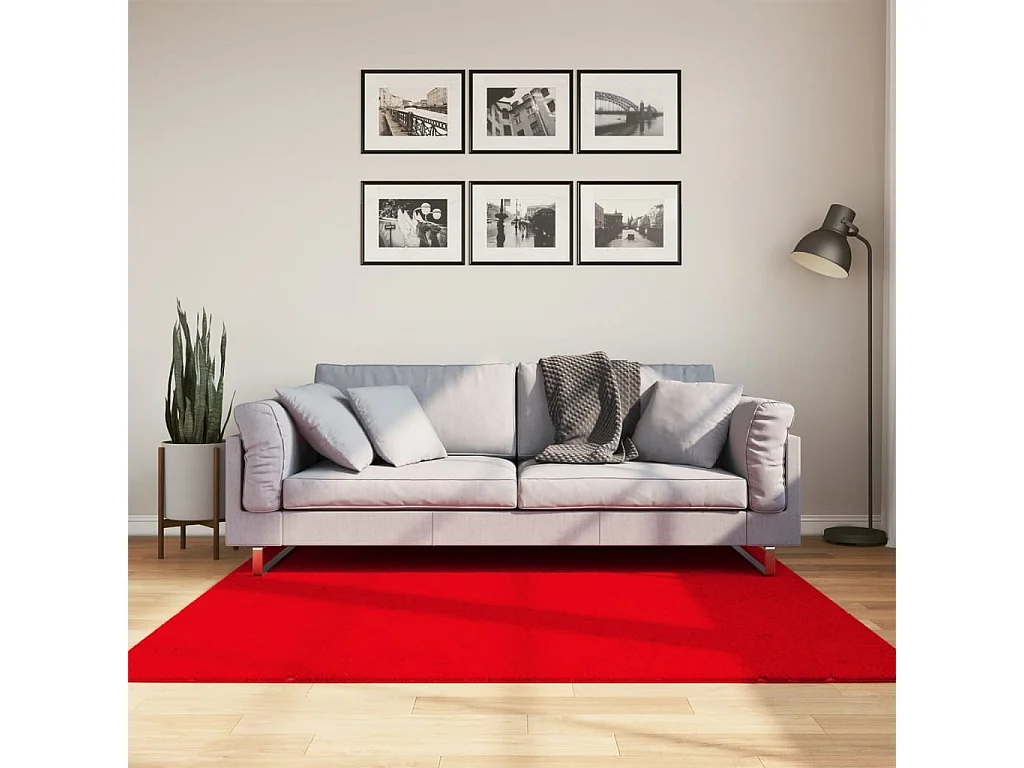 Tappeto HUARTE morbido e lavabile a pelo corto rosso 160x160 cm