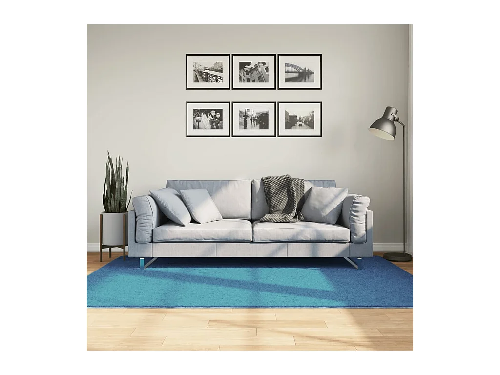 OVIEDO kortpolig vloerkleed turquoise 140x200 cm