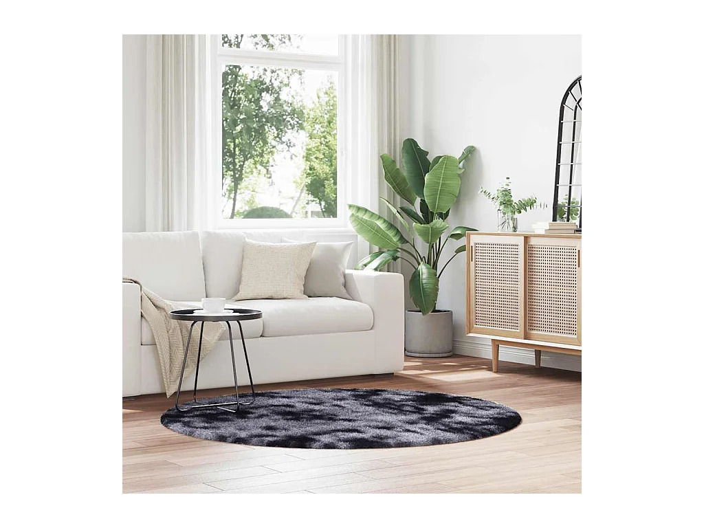 Tapis Shaggy à poils longs NAVARRA gris foncé 160x160 cm