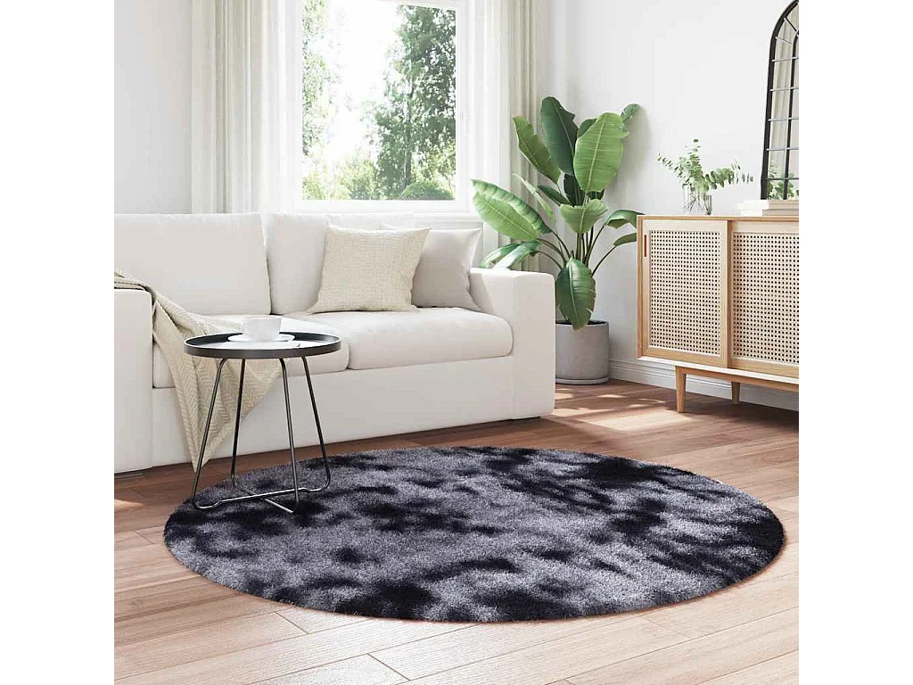 Tapis Shaggy à poils longs NAVARRA gris foncé 160x160 cm