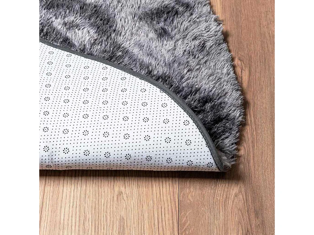 Tapis Shaggy à poils longs NAVARRA gris foncé 160x160 cm