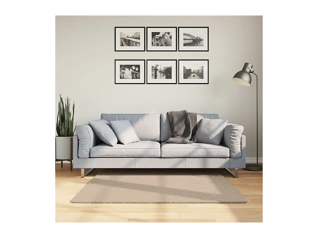 Tapis HUARTE à poils courts doux et lavable sable 120x120 cm