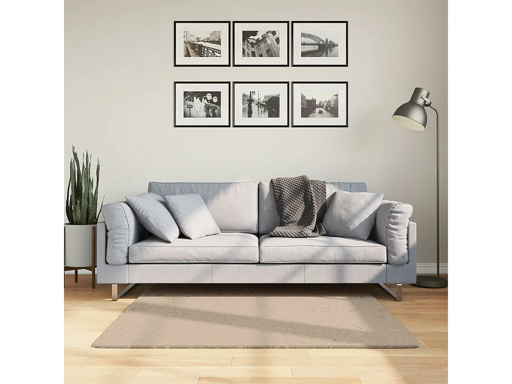 Tapis HUARTE à poils courts doux et lavable sable 120x120 cm