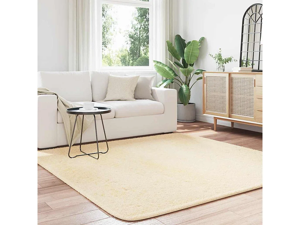 Tappeto shaggy a pelo lungo NAVARRA crema 200x200 cm poliestere