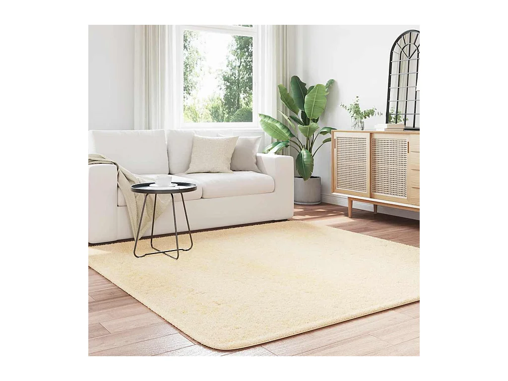 Tapis Shaggy à poils longs NAVARRA crème 200x200 cm polyester