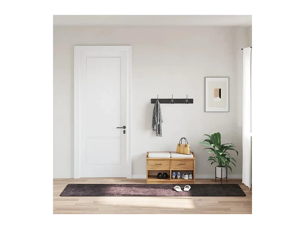 Wasbaar antislip vloerkleed 80x300 cm Antraciet