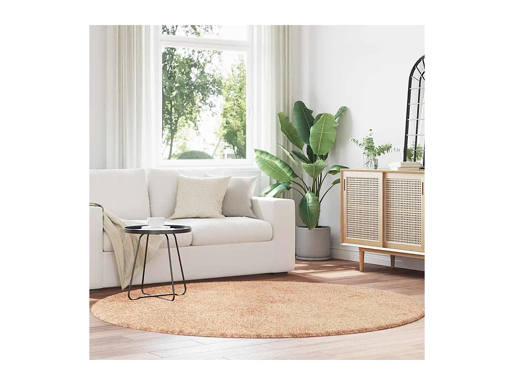 Tapis Shaggy à poils longs NAVARRA beige 200x200 cm polyester