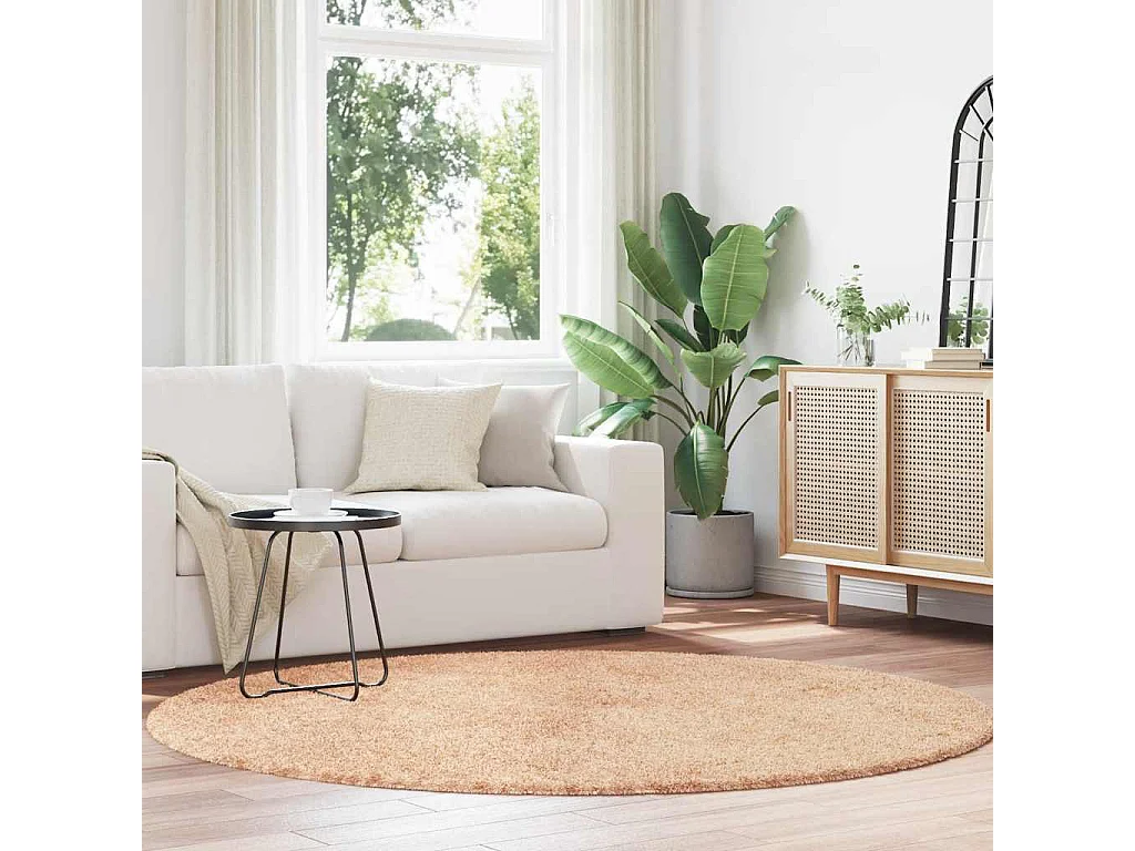 Tapis Shaggy à poils longs NAVARRA beige 200x200 cm polyester