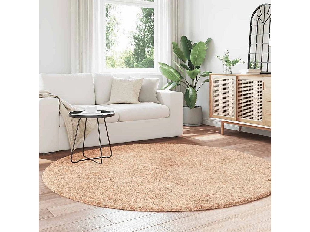 Tapis Shaggy à poils longs NAVARRA beige 200x200 cm polyester