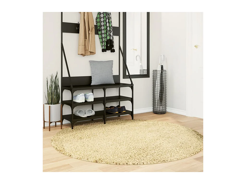 Tapis shaggy PAMPLONA poils longs moderne doré Ø 160 cm