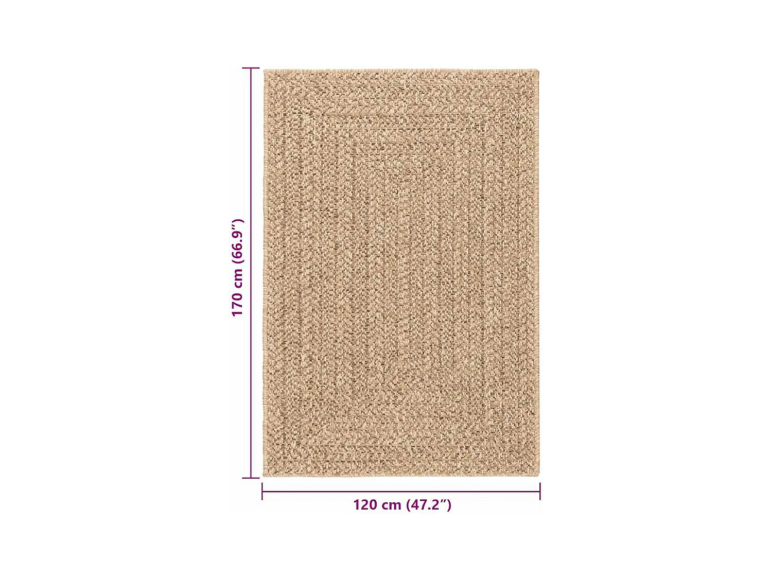 Tapis ZIZUR beige 100x200 cm aspect de jute intérieur extérieur