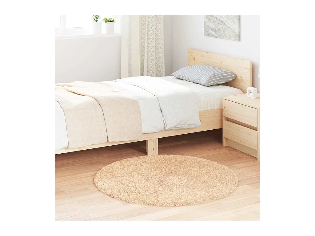 Shaggy vloerkleed met lange pool NAVARRA beige 100x100 cm polyester