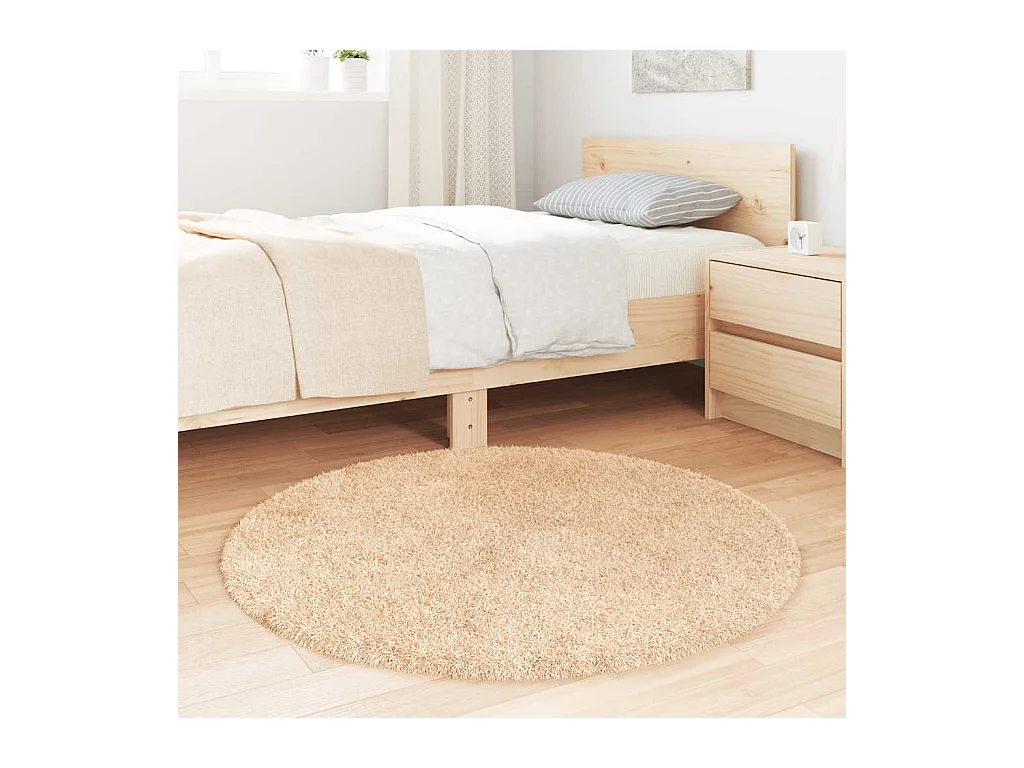 Shaggy vloerkleed met lange pool NAVARRA beige 100x100 cm polyester