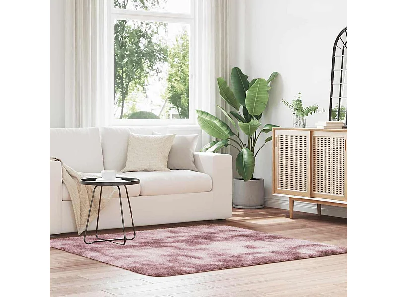 Tapis Shaggy à poils longs NAVARRA rose poudré 160x160 cm