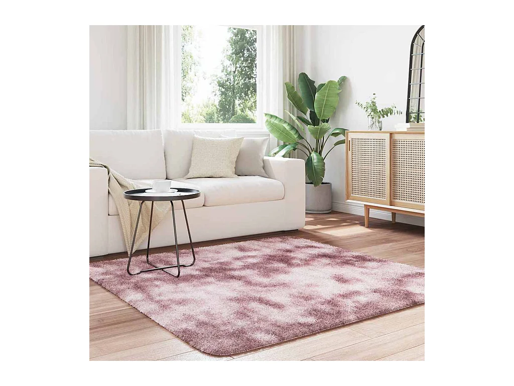 Tappeto shaggy a pelo lungo NAVARRA rosa cipria 160x160 cm