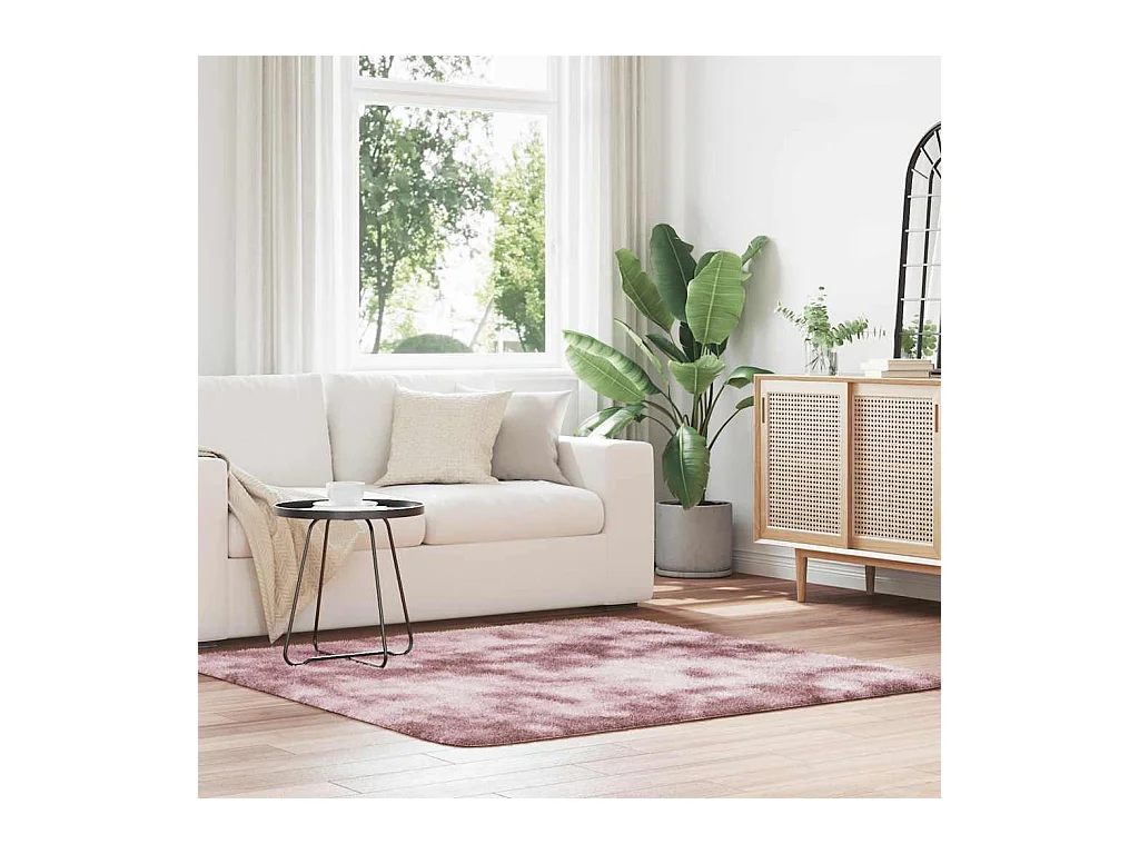 Tapis Shaggy à poils longs NAVARRA rose poudré 160x160 cm