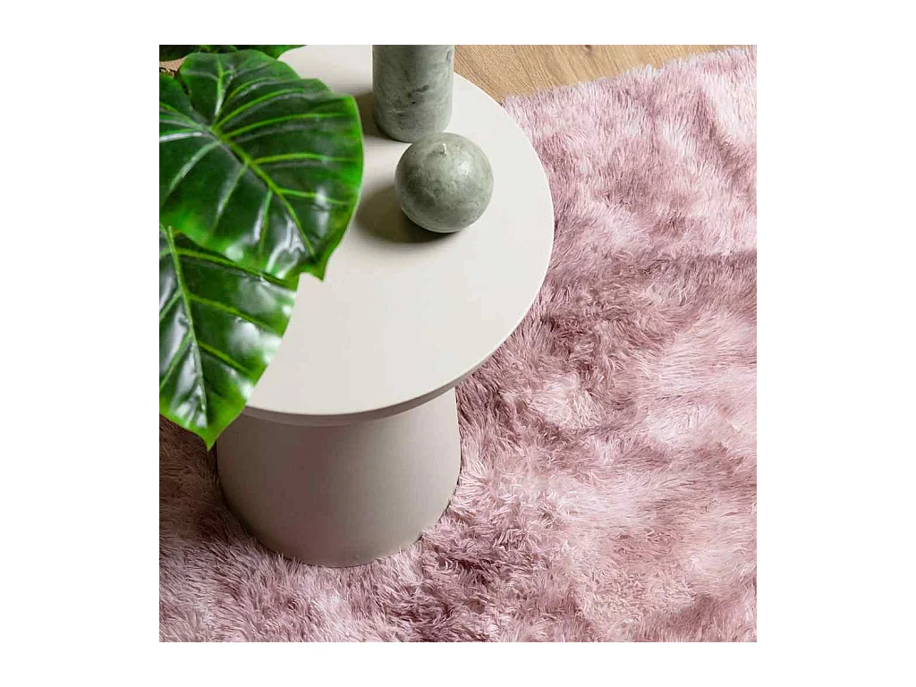 Tapis Shaggy à poils longs NAVARRA rose poudré 160x160 cm
