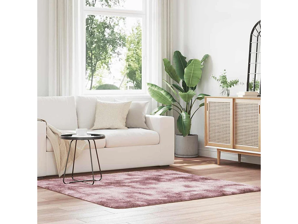 Tapis Shaggy à poils longs NAVARRA rose poudré 160x160 cm