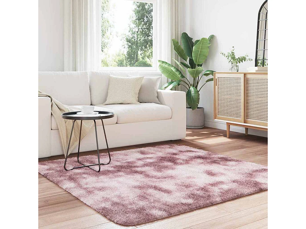 Tapis Shaggy à poils longs NAVARRA rose poudré 160x160 cm