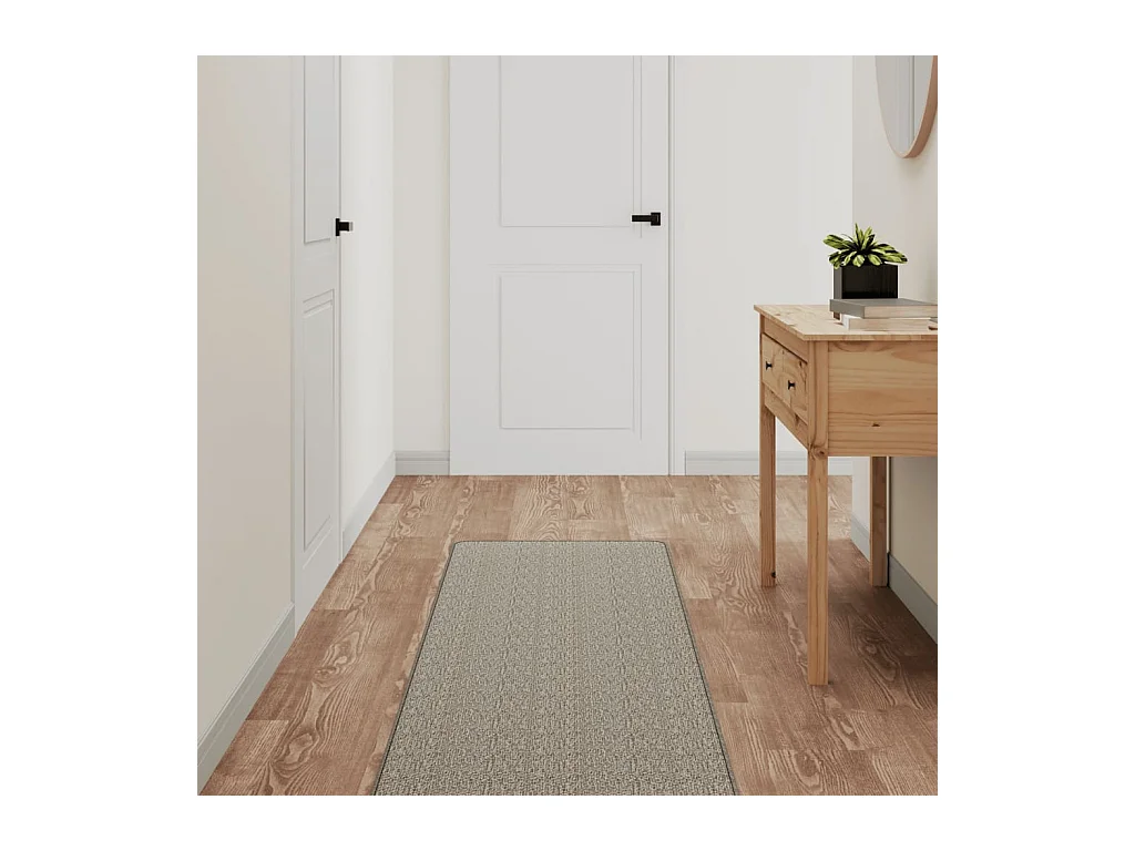 Tapis de couloir aspect sisal taupe 50x200 cm