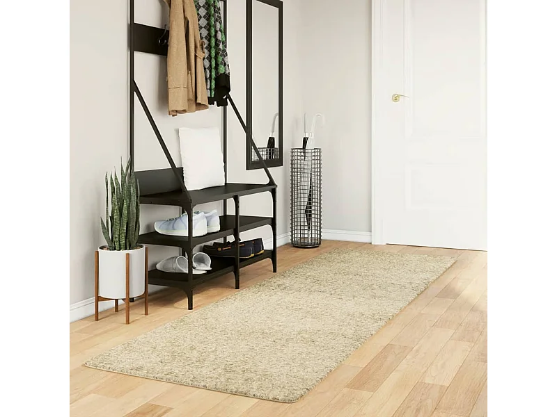 Tapis shaggy PAMPLONA poils longs moderne doré 80x250 cm