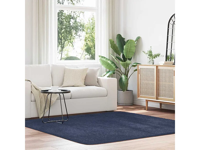 Tapis shaggy à poils longs NAVARRA bleu marine 200x200 cm
