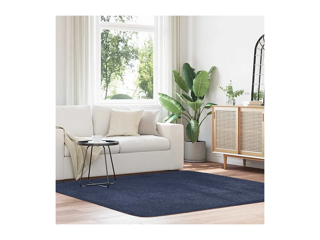 Tapis shaggy à poils longs NAVARRA bleu marine 200x200 cm