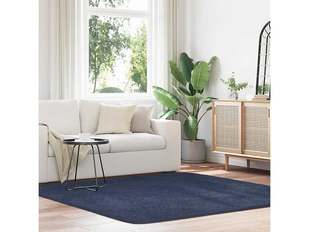 Tapis shaggy à poils longs NAVARRA bleu marine 200x200 cm