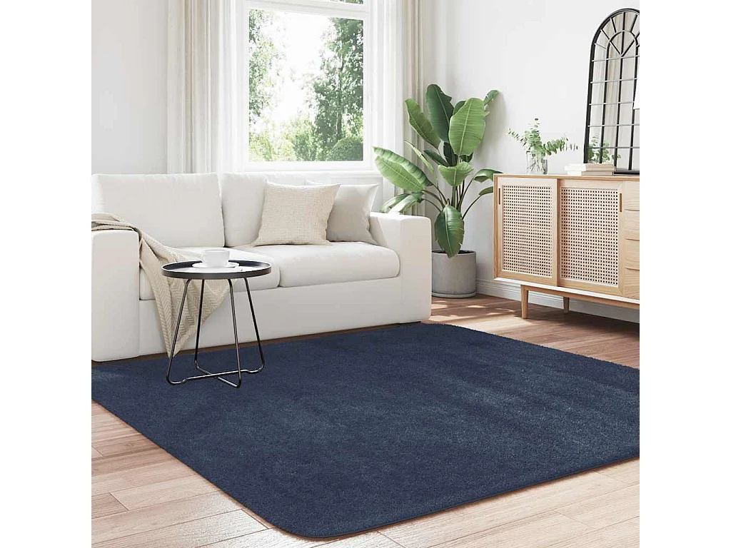 Tapis shaggy à poils longs NAVARRA bleu marine 200x200 cm