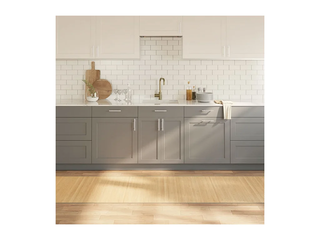 Tapis rectangulaire naturel clair 80x300 cm bambou