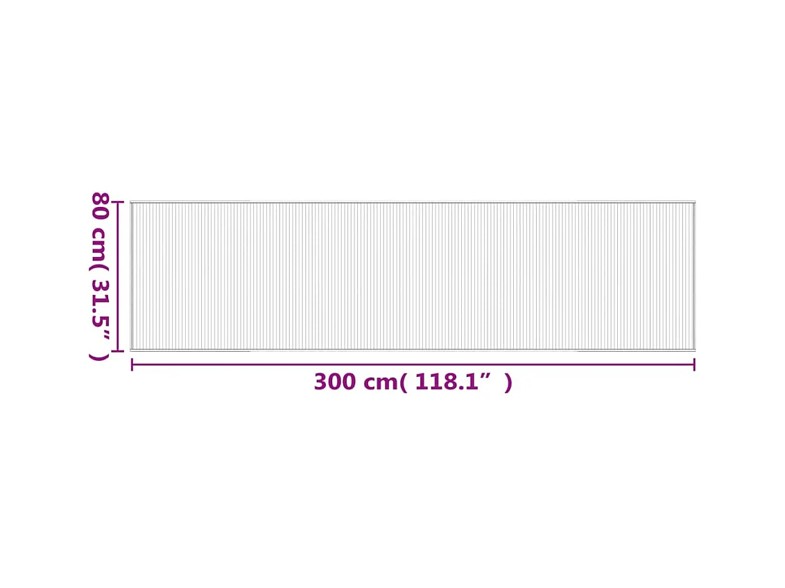 Tapis rectangulaire naturel clair 80x300 cm bambou