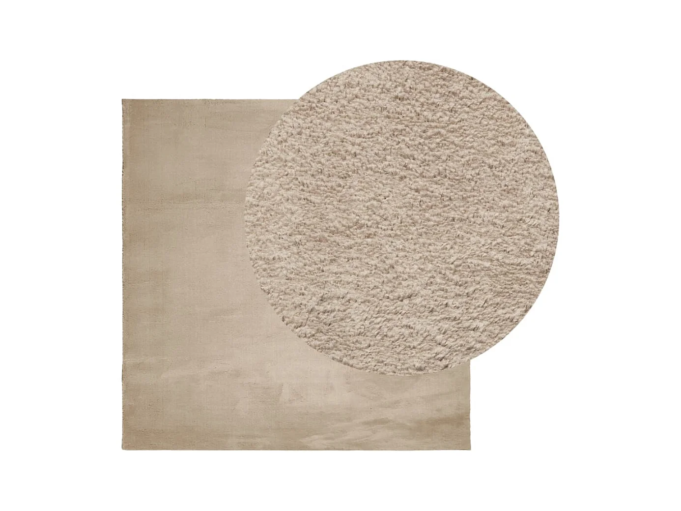 Alfombra HUARTE de pelo corto suave y lavable, color arena, 160x160 cm