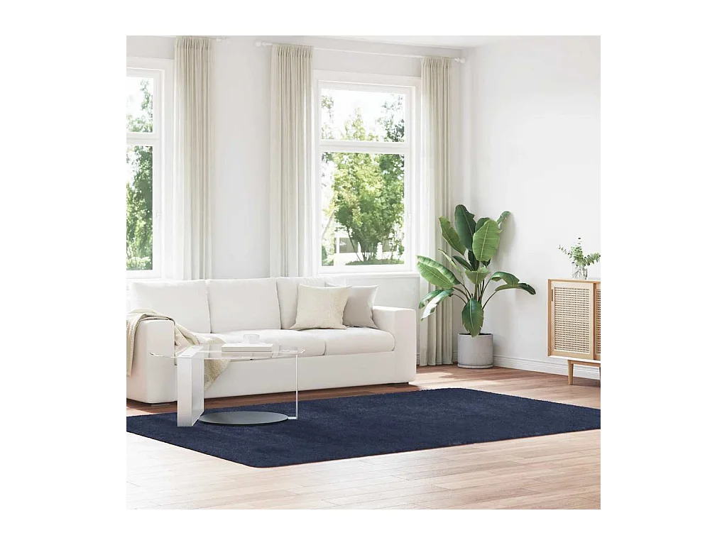 Tapis shaggy à poils longs NAVARRA bleu marine 200x290 cm