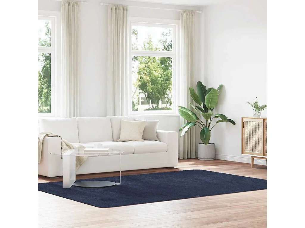 Tapis shaggy à poils longs NAVARRA bleu marine 200x290 cm