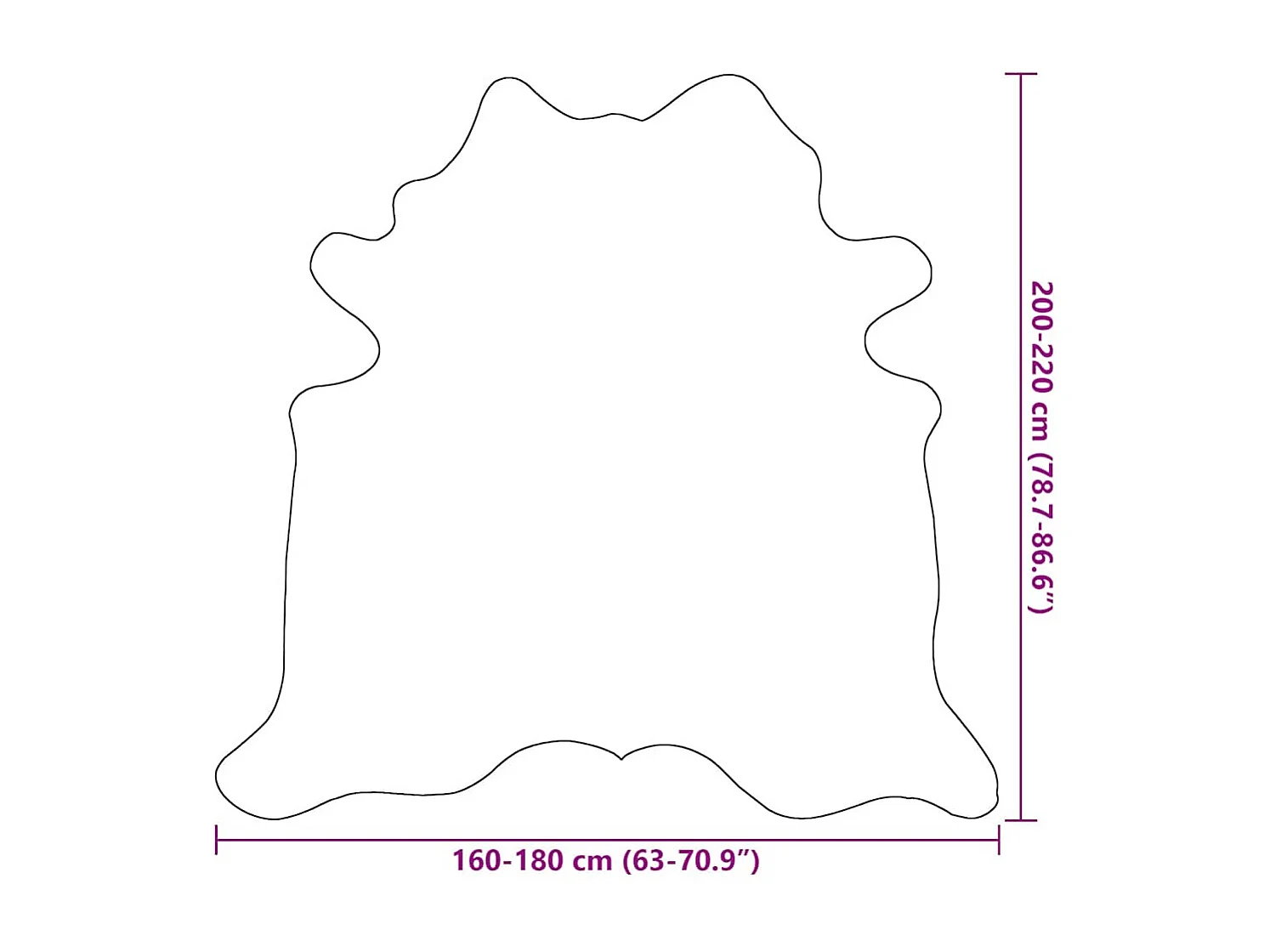 Tappeto in vera pelle di mucca marrone e bianco 180x220 cm