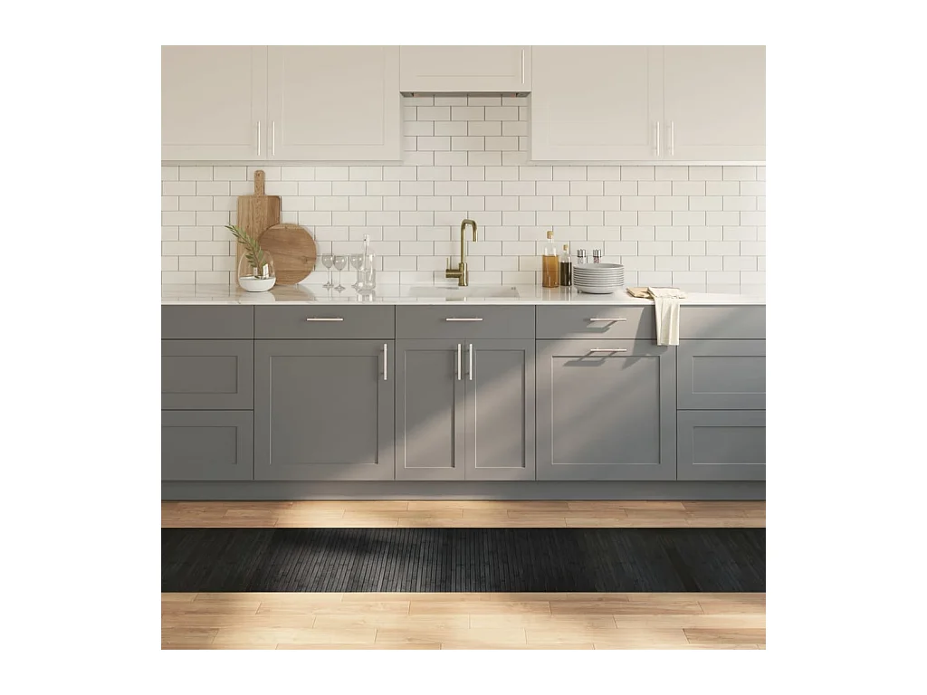 Tapis rectangulaire gris 60x300 cm bambou