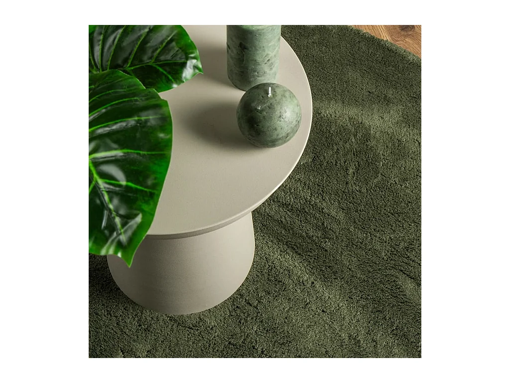 HUARTE vloerkleed met zachte en wasbare korte pool, bosgroen, Ø 120 cm