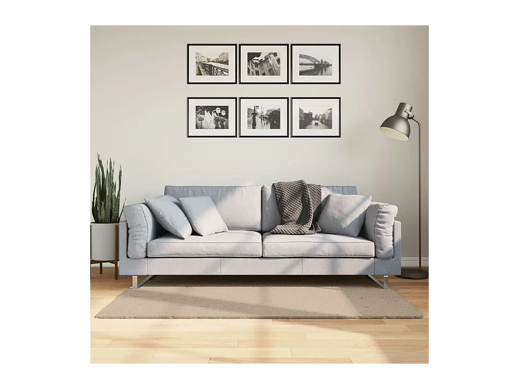 Tapis HUARTE à poils courts doux et lavable sable 80x150 cm