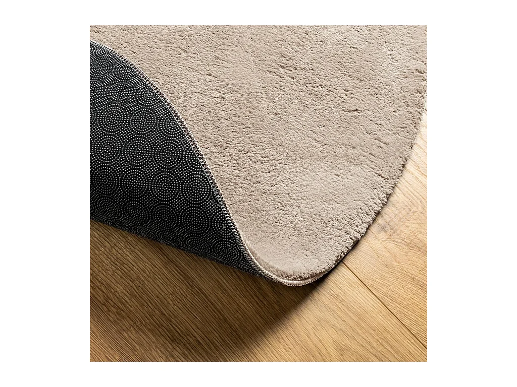 Tapis HUARTE à poils courts doux et lavable sable Ø 160 cm