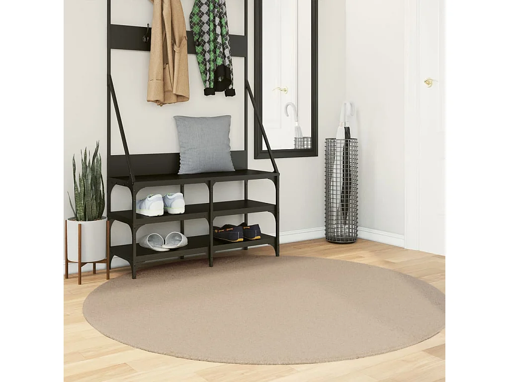 Tapis HUARTE à poils courts doux et lavable sable Ø 160 cm