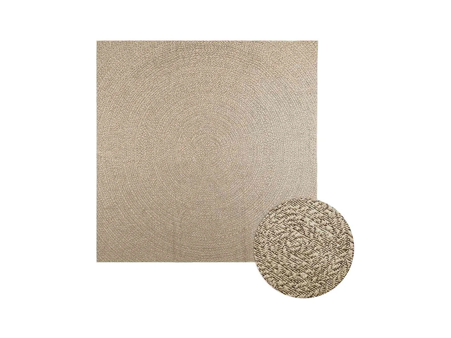 Tapis ZIZUR beige 240x240 cm aspect de jute intérieur extérieur