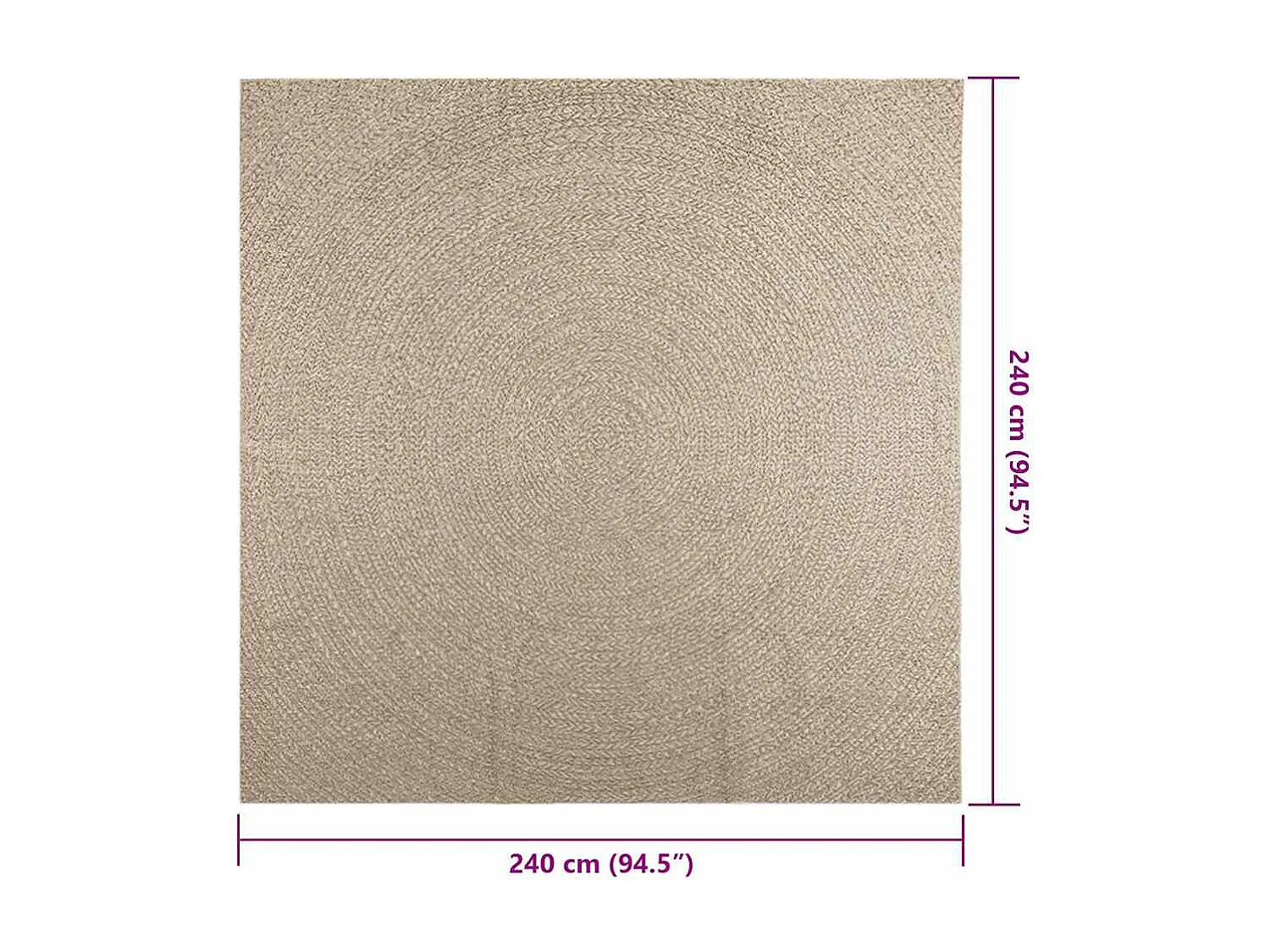 Tapis ZIZUR beige 240x240 cm aspect de jute intérieur extérieur
