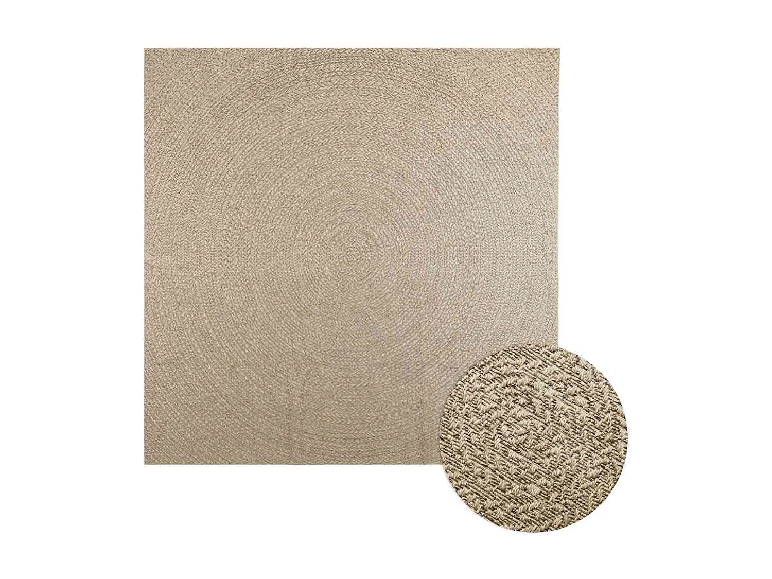 Tapis ZIZUR beige 240x240 cm aspect de jute intérieur extérieur
