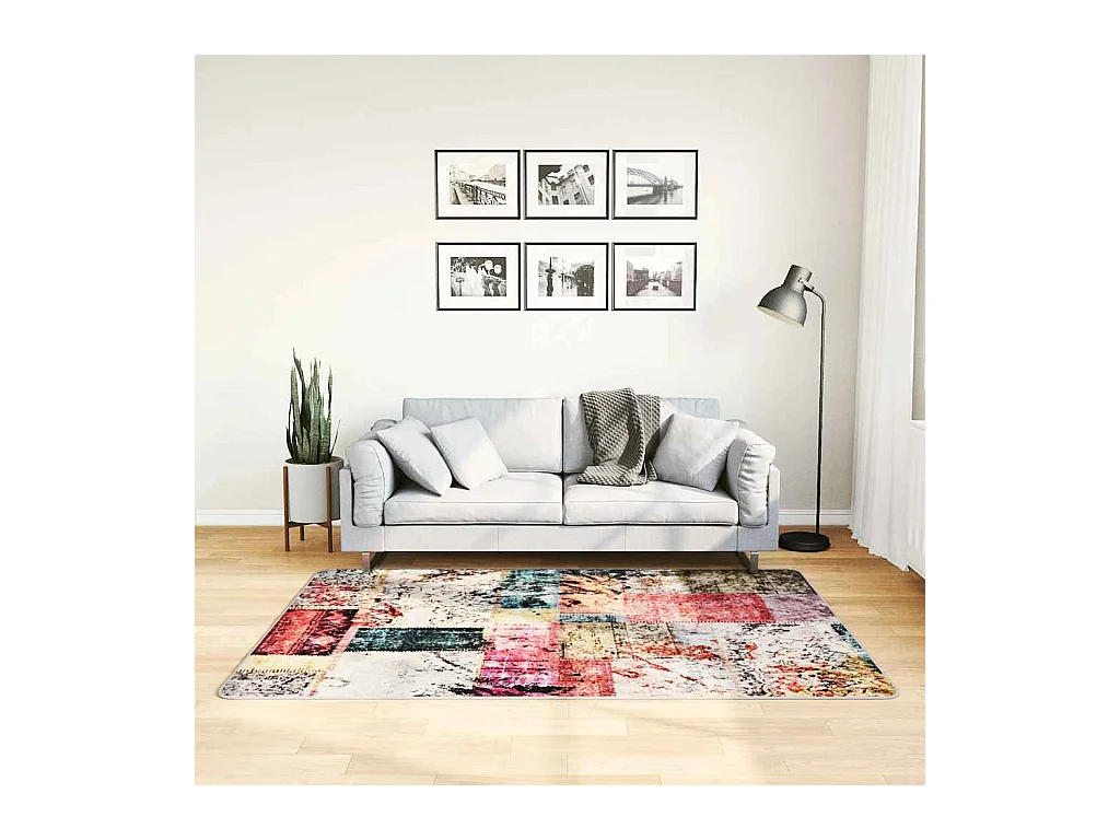 Tapis lavable antidérapant Patchwork 120x180 cm multicolore