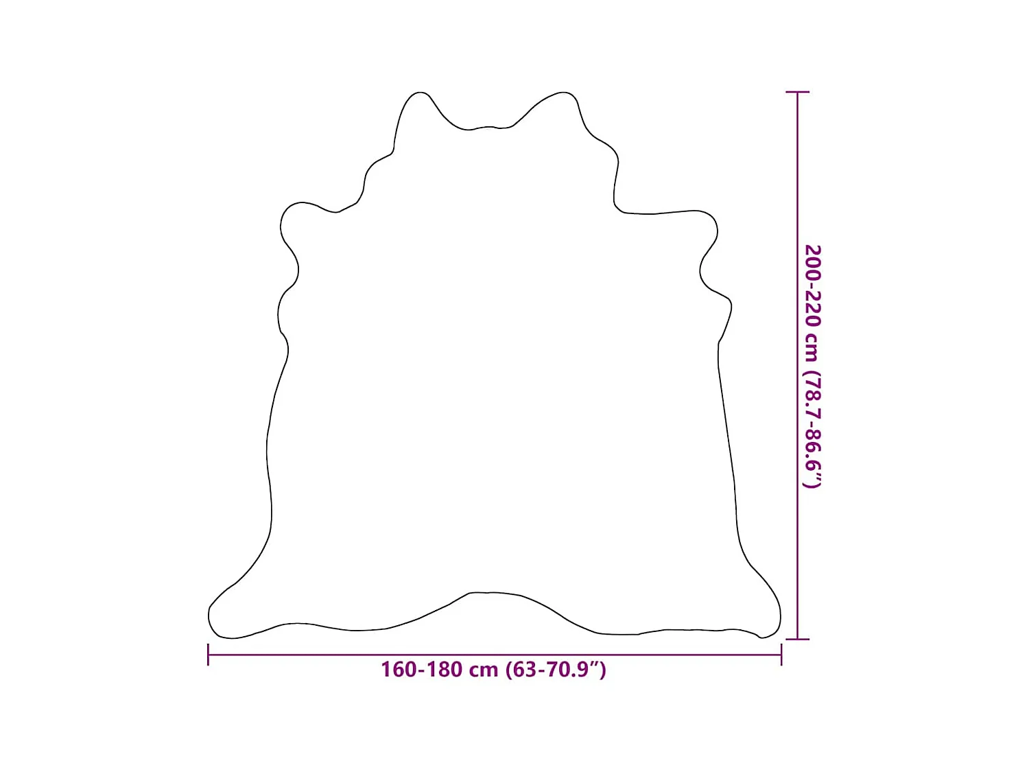 Alfombra de piel de vaca auténtica beige 180x220 cm