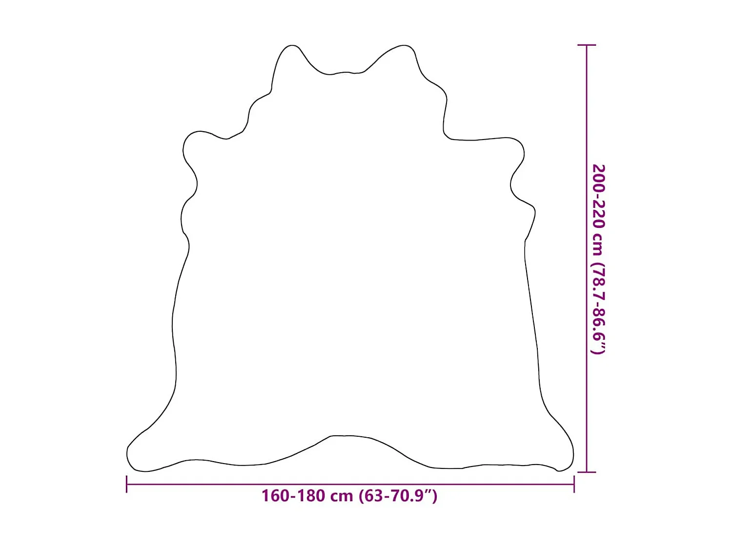 Tappeto in vera pelle di mucca beige 180x220 cm